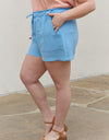 Culture Code Full Size High Waisted Paper bag Shorts in Blue Bell