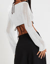 Openwork Tied Dropped Shoulder Cardigan