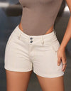 Mid-Rise Waist Denim Shorts with Pockets