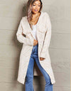 Printed Open Front Hooded Longline Cardigan