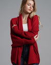 Dolman Sleeve Open Front Ribbed Trim Longline Cardigan