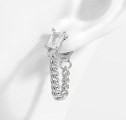 925 Sterling Silver Zircon Chain Earrings