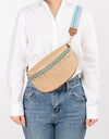 Bead Trim Straw Weave Crossbody Bag