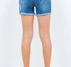 American Bazi High Waist Distressed Frayed Denim Shorts