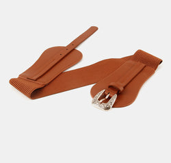 Wide Elastic Belt with Alloy Buckle