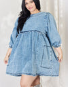 HEYSON Full Size Oversized Denim Babydoll Dress