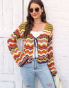 Striped Openwork Tied Cardigan