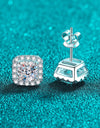 925 Sterling Silver Inlaid 2 Carat Moissanite Square Stud Earrings