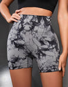 Tie-Dye High Waist Wide Waistband Active Shorts