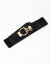 PU Elastic Wide Belt with Alloy Buckle