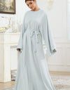 Round Neck Kimono Sleeve Tie Waist Dress