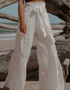 Smocked Tied Wide Leg Pants