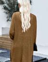 Side Slit Open Front Knit Longline Cardigan