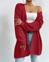 Open Front Dropped Shoulder Slit Cardigan