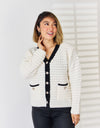 Contrast Trim Button Up Cardigan