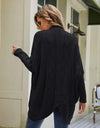 Mixed Knit Open Front Dolman Sleeve Cardigan