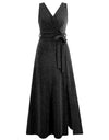 Slit Surplice Tie Waist Sleeveless Dress