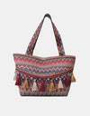 Printed Tassel Detail Tote Bag