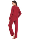 Collared Neck Long Sleeve Loungewear Set with Pockets