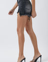 RISEN Raw Hem Asymmetrical Waist Denim Shorts