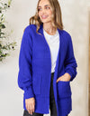 Zenana Full Size Waffle-Knit Open Front Cardigan