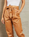 HEYSON Powerful You Full Size Faux Leather Paperbag Waist Pants