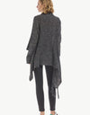 One-Button Tassel Tie Asymmetrical Hem Cardigan