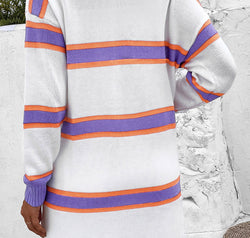 Striped Dropped Shoulder Cardigan