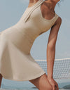 V-Neck Wide Strap Active Dress with Unitard Liner