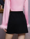 Decorative Button Slit Mini Skirt