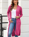 Open Front Slit Cardigan with Pockets