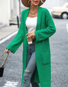 Dropped Shoulder Long Sleeve Cardigan with Pocket