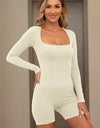 Square Neck Long Sleeve Active Romper