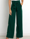 Tie Front Paperbag Wide Leg Pants