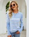 Angel Wings Striped Decorative Button Knit Top