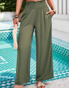 Smocked Wide Leg Pants with Pockets