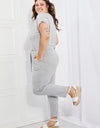 Culture Code Comfy Days Full Size Boat Neck Jumpsuit in Grey