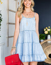 Spaghetti Strap Tiered Denim Dress