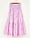 Smocked Printed High Waist Skirt