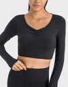 Ruched Cropped Long Sleeve Sports Top