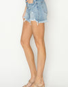 RISEN Button Fly Frayed Hem Denim Shorts