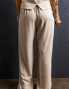 Ruched Wide Leg Pants with Pockets