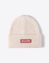 NEWYORK Patch Rib-Knit Cuffed Beanie