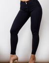 Full Size Contrast Detail Buttoned Leggings