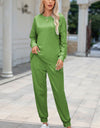 Round Neck Top and Drawstring Pants Lounge Set