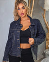 Collared Neck Dropped Shoulder Denim Jacket