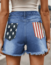 US Flag Distressed Denim Shorts