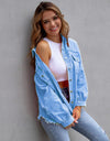 Distressed Drop Shoulder Denim Jacket