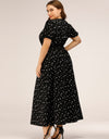 Plus Size Polka Dot Square Neck Dress