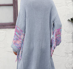 Fringe Sleeve Dropped Shoulder Cardigan